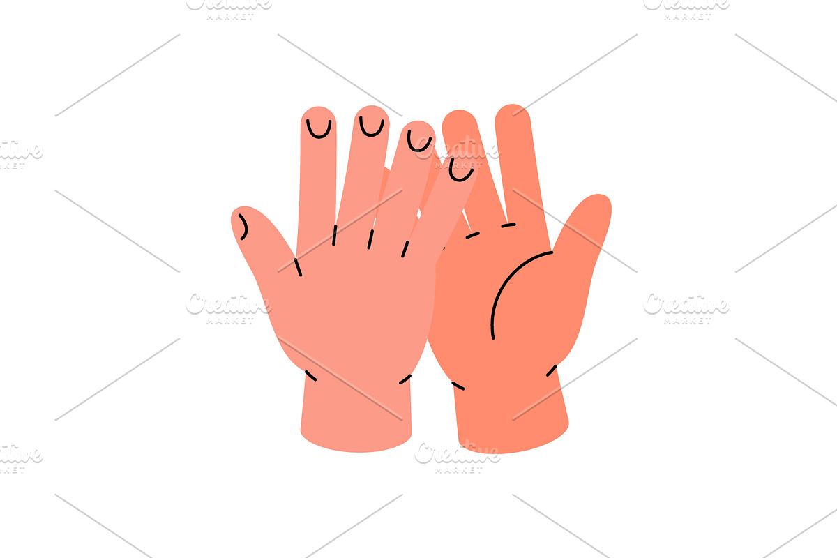 Two hands high fiving. Friendly, an Object Illustration by GraphiShop