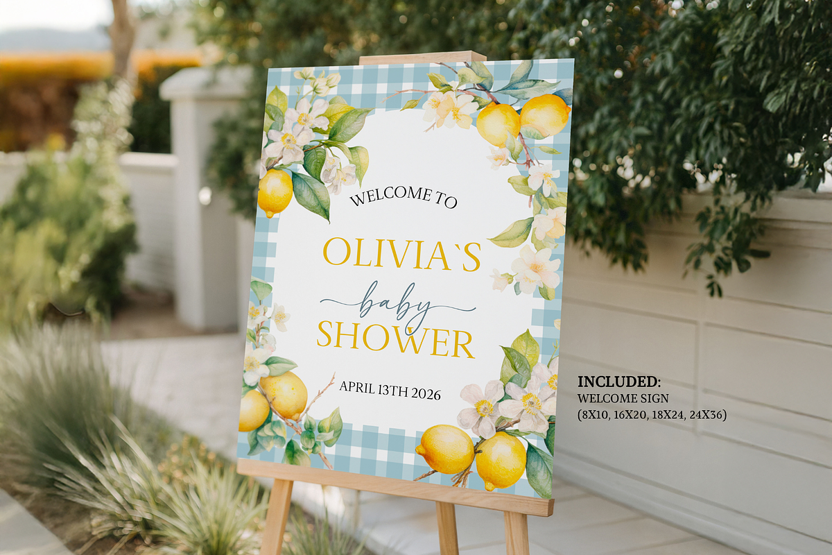 Lemon Baby Shower Welcome Sign, a Poster Template by Digital_Mind (Photo 2 of 3)