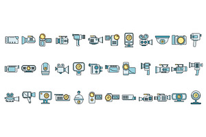 Camcorder device icons set vector, a Technology Illustration by Ylivdesign