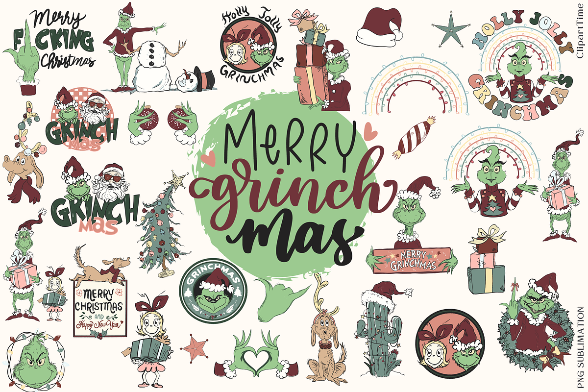 Merry Grinchmas Sublimation Bundle, a Decorative Illustration by ClipArtTime (Photo 1 of 10)
