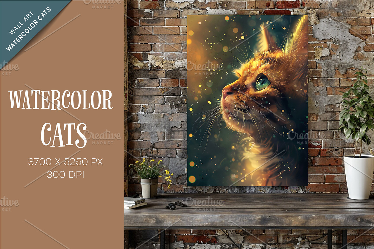 Watercolor cats. Wall art., a Decorative Illustration by KENO Mascots (Photo 5 of 6)
