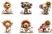 Summer Funny Sunflower Animals, a Seasonal Illustration by CreationArt (Thumbnail 5 of 5)