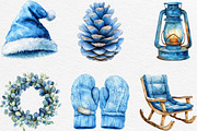 Cozy Christmas Blue Clipart, an Illustration by Black Bird Studio (Thumbnail 4 of 6)
