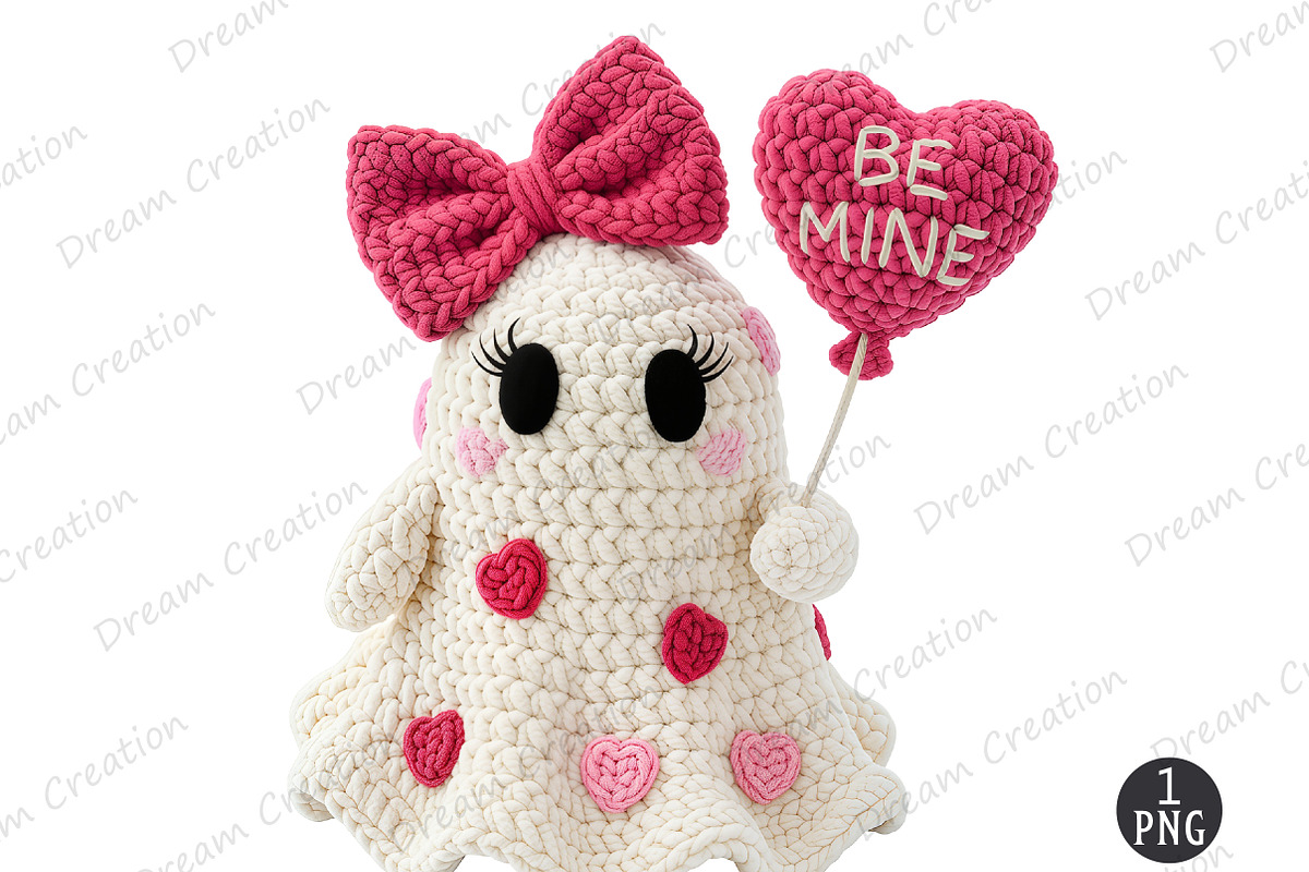 Yarn Crochet Valentines Ghost PNG, an Illustration by Dream Creation (Photo 1 of 5)