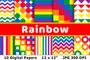Rainbow Digital Papers, a Pattern Graphic by The Digital Download Shop (Thumbnail 1 of 2)