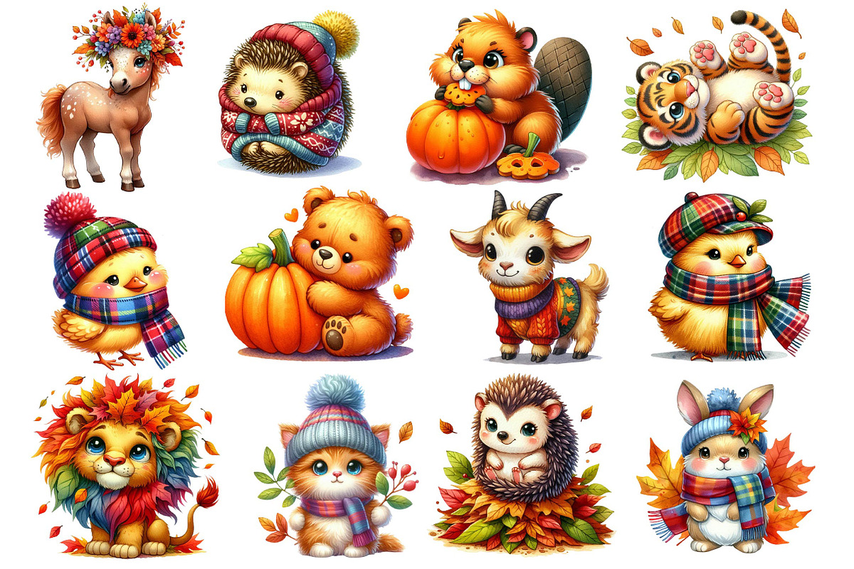 Autumn Cute Animals Clipart, an Illustration by Dream Creation (Photo 4 of 4)