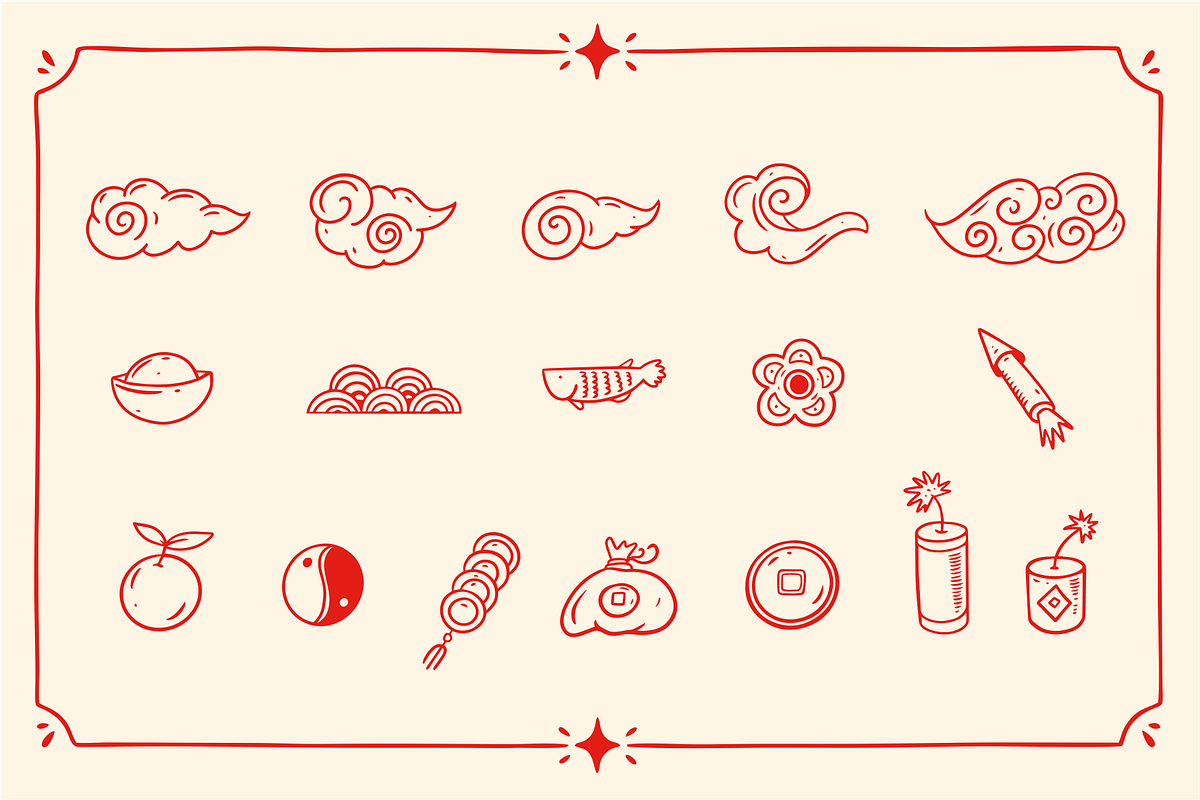 Chinese New Year Doodle Set, a Seasonal Illustration by Oktyabr (Photo 4 of 6)