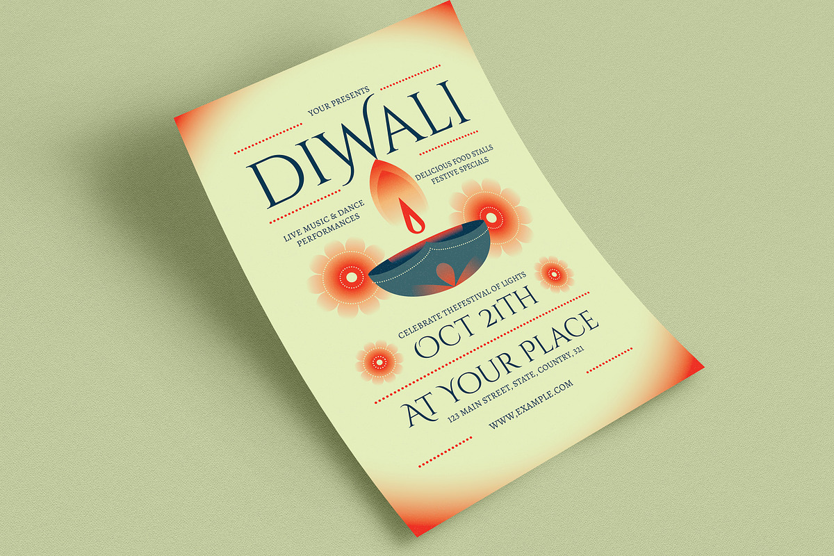 Green Modern Diwali Event Flyer preview 3