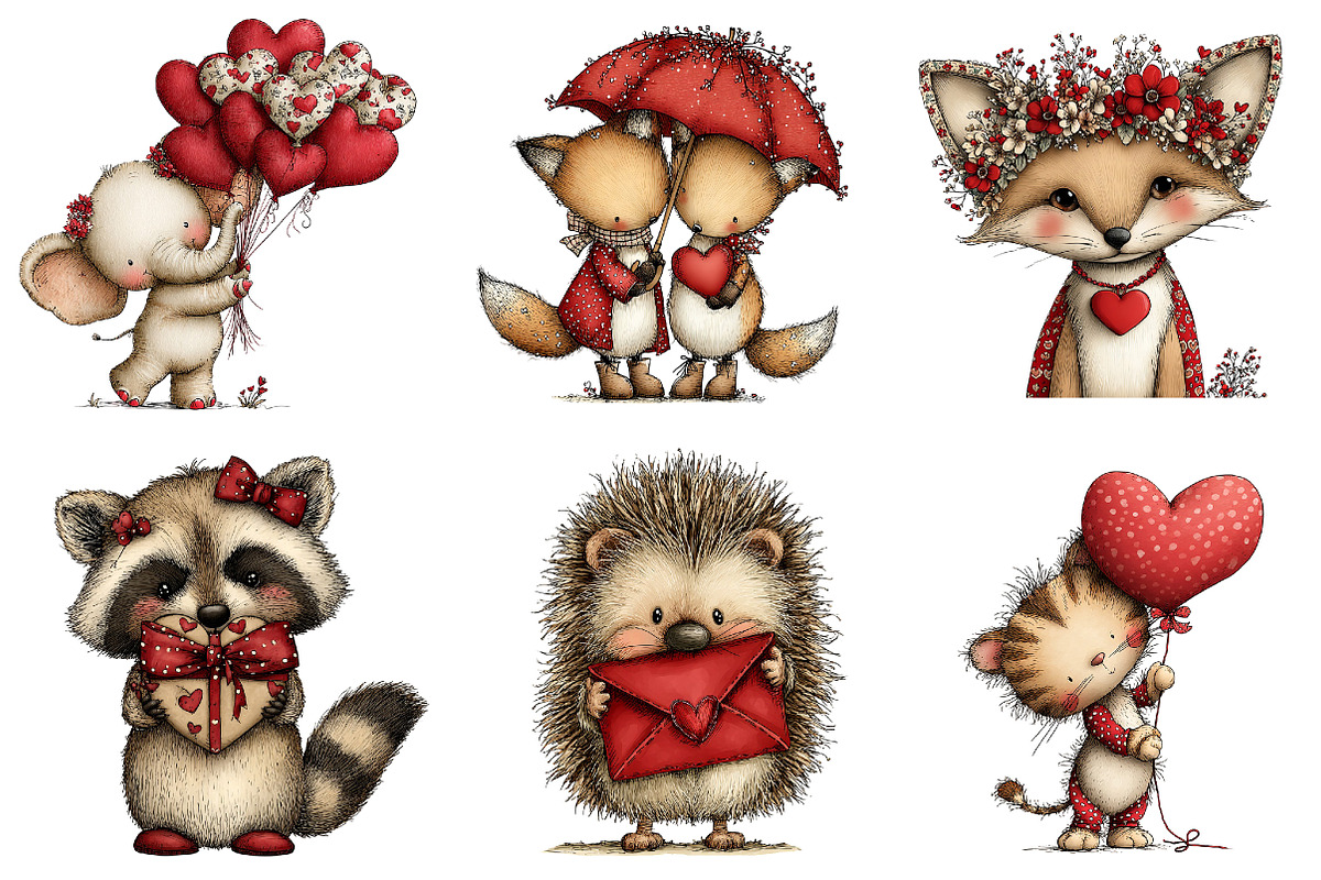 Quirky Valentines Animals Clipart, an Illustration by Dream Creation (Photo 6 of 7)