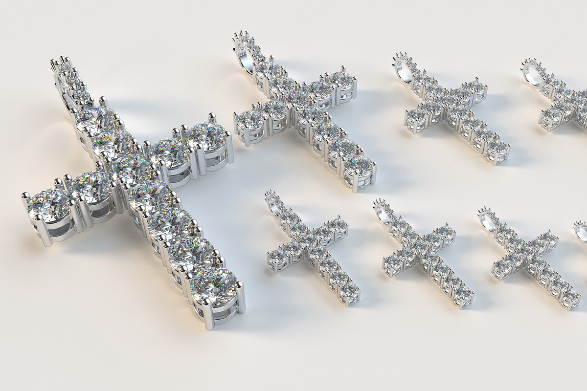 Diamond cross with diamond suspensio, an Object 3D Model by 3D Models by Obshansky (Photo 2 of 11)