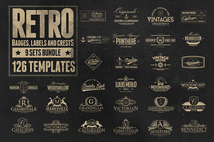 126 Retro Badges, Labels & Crests, a Branding & Logo Template by Graphicdome