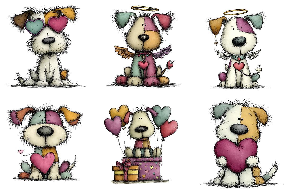Whimsical Valentines Day Dog Clipart, an Illustration by CreationArt (Photo 4 of 7)