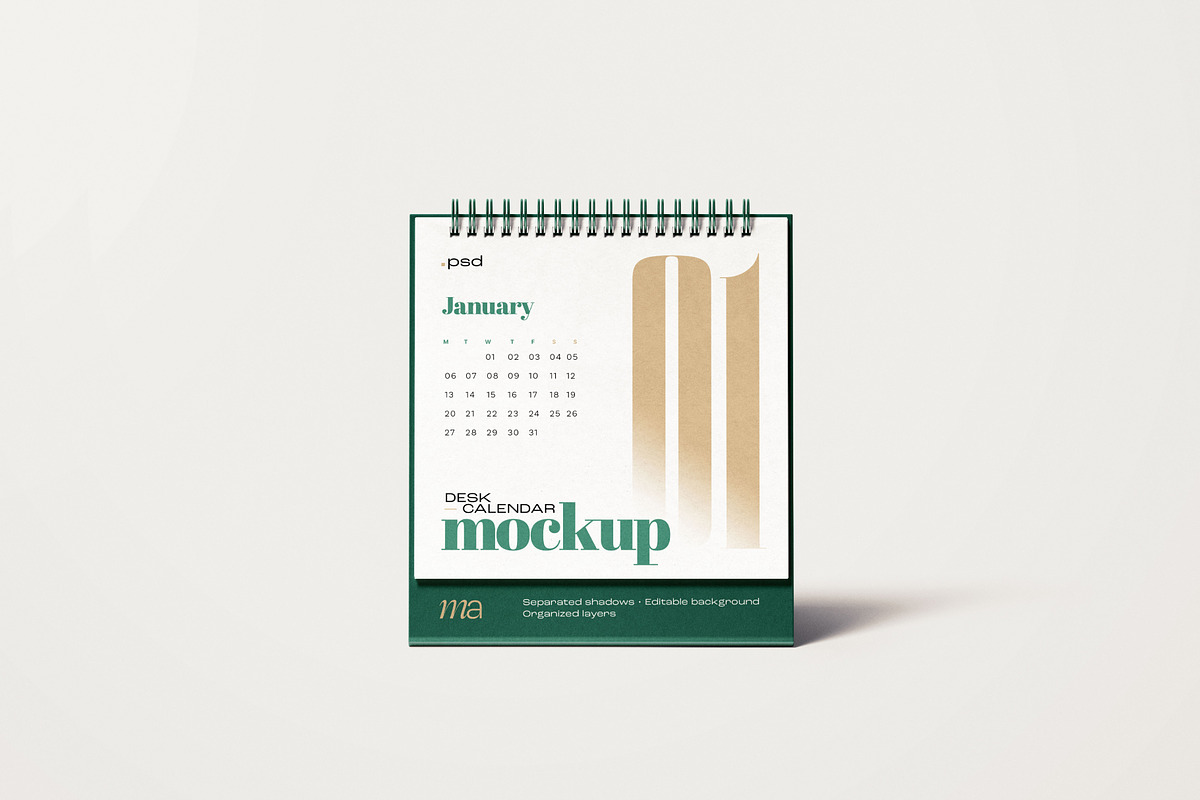 Square Desk Calendar Mockup Set, a Print Template by mockupatelier (Photo 6 of 10)