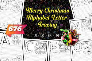 676 Christmas Alphabet Letter Vector