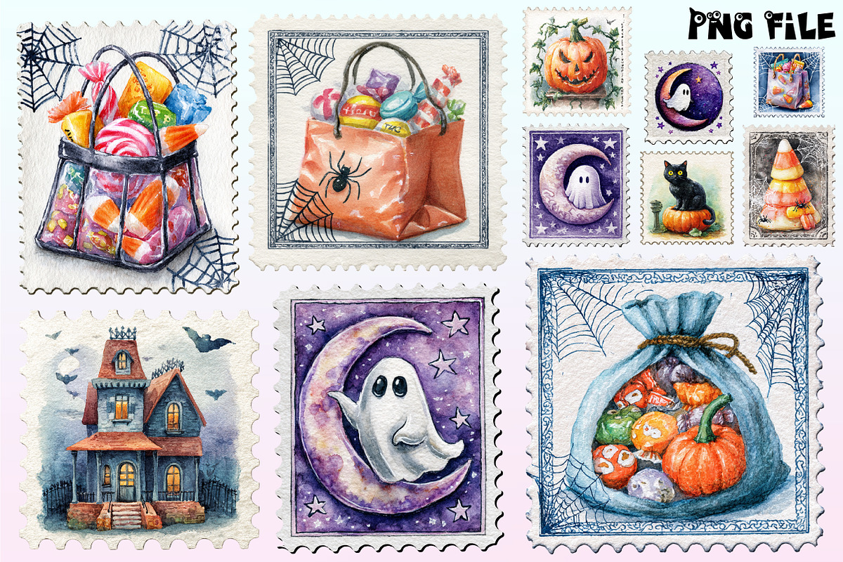 Halloween Postage Stamps Clipart., a Graphic by CitraGraphics (Photo 2 of 4)