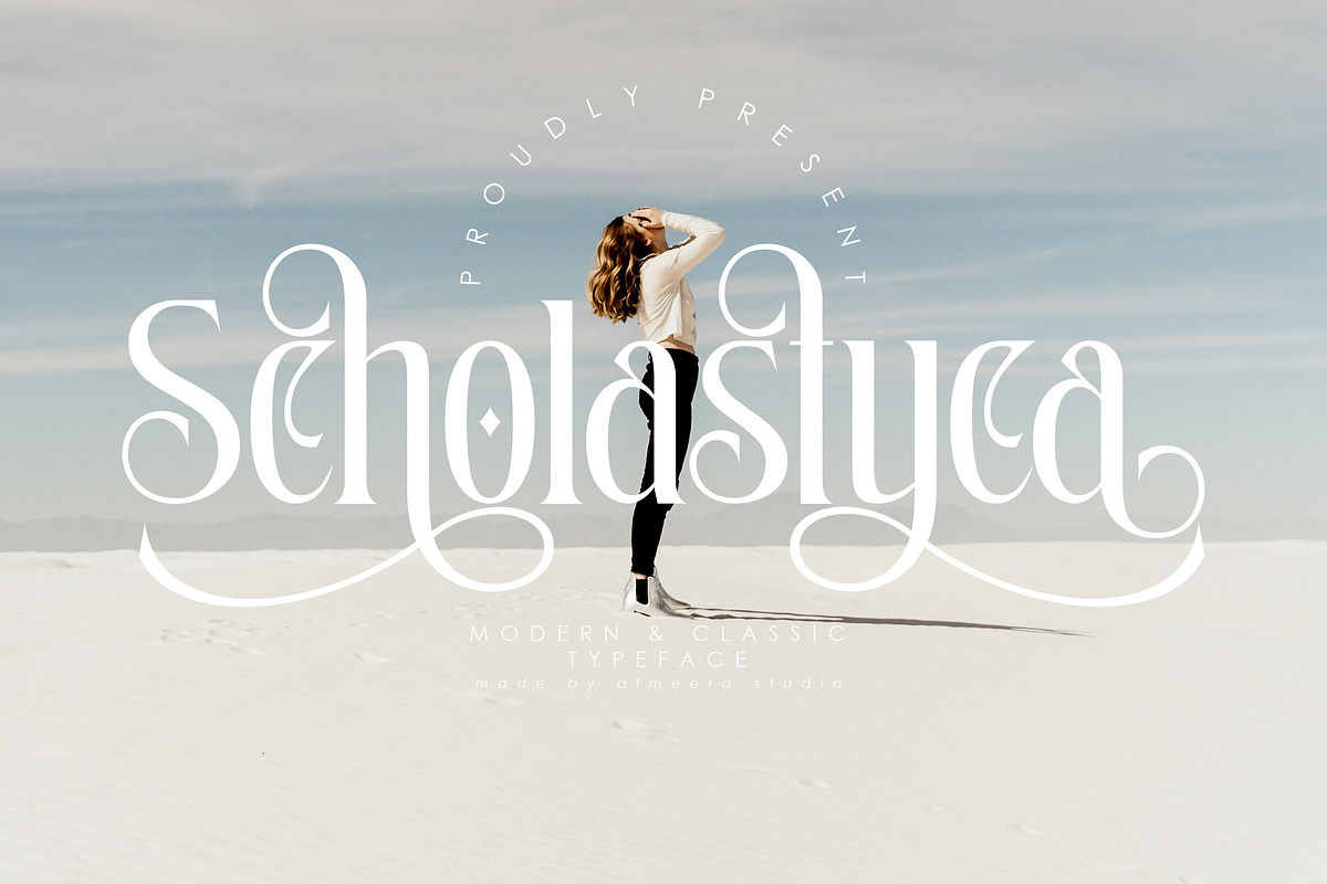 Scholastyca | Serif Typeface, a Serif Font by Almeera Std (Photo 1 of 12)