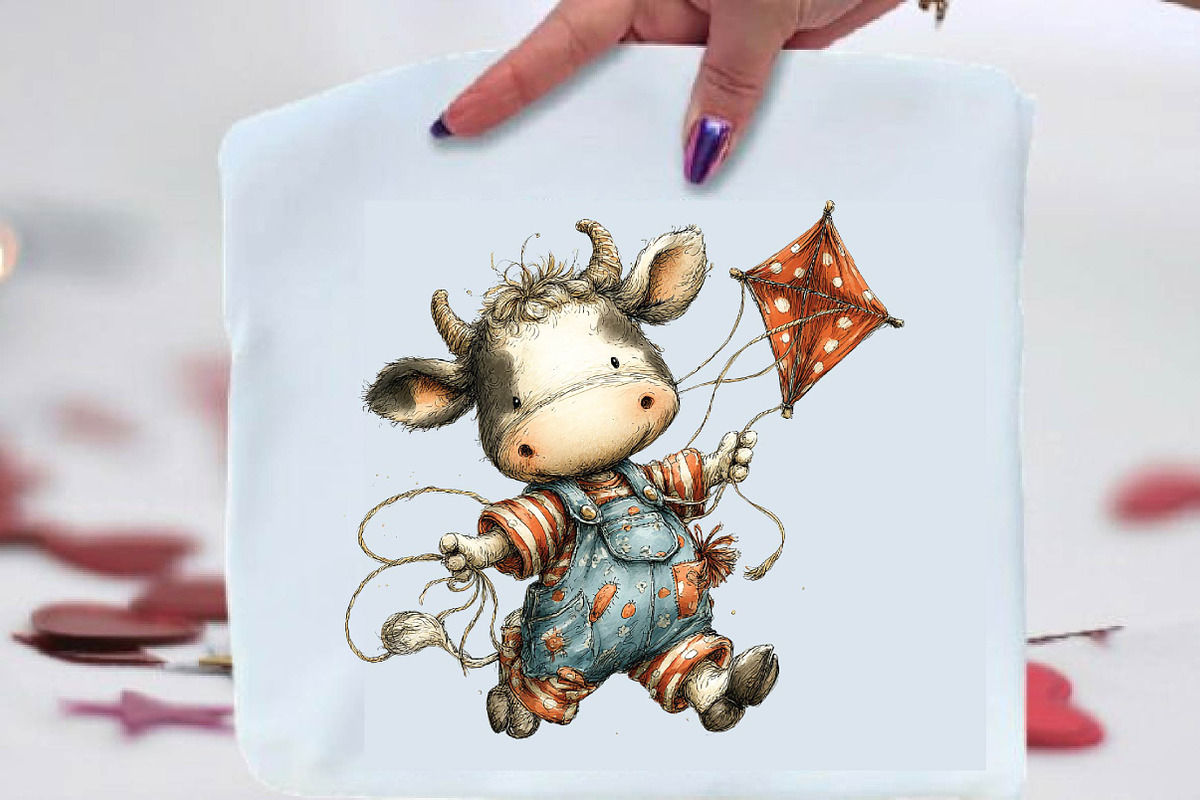 Watercolor Summer Cow Clipart,, an Illustration by SVGArt (Photo 7 of 9)