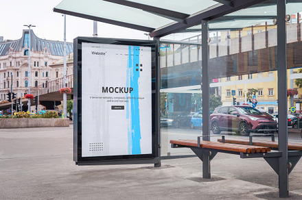 Poster mockup on bus stop, an Advertising Mockup by RSplaneta