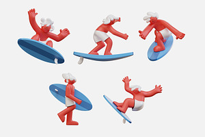 Surfing Character 3D Illustration, an Object Illustration by graphicook