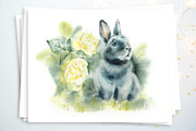 Watercolor Set Rabbits, an Animal Illustration by Budogoshch (Thumbnail 8 of 9)