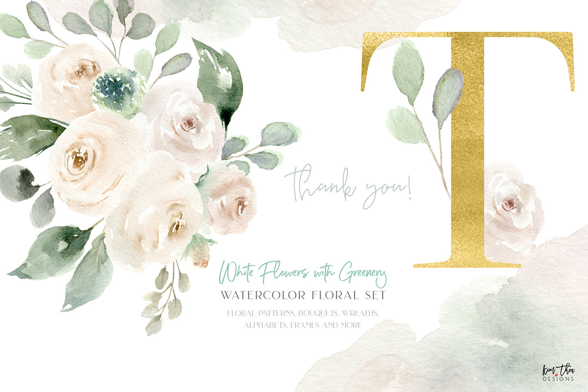 White Flowers with Greenery, an Illustration by Kim Thoa Designs (Photo 9 of 9)