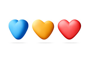Three colorful 3d hearts isolated on, an Object Illustration by Abscent