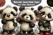 Watercolor Spring Panda Clipart, an Illustration by Craft Nest (Thumbnail 1 of 11)