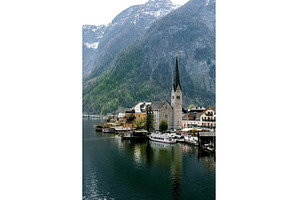 Hallstatt Church By Alpine Mountain, an Architecture Photo by Natasha Breen