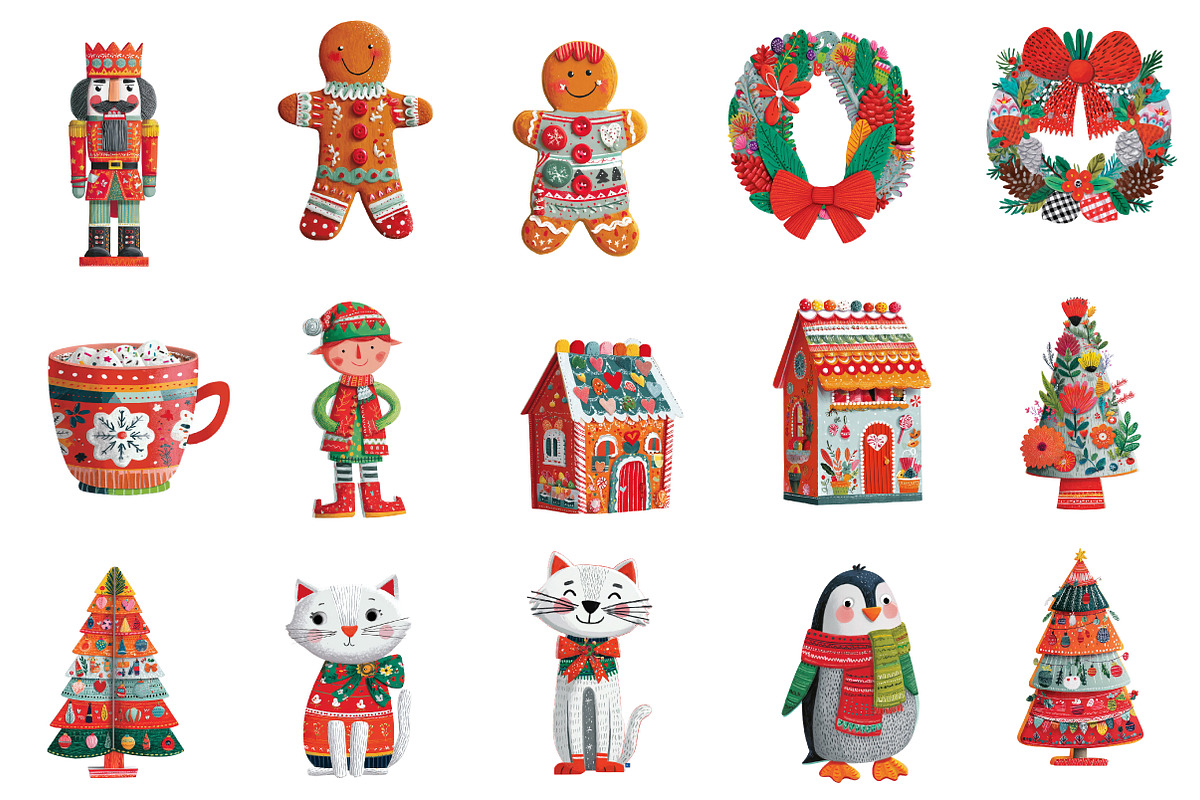 Cute Christmas Clipart, an Illustration by Designworld (Photo 2 of 5)