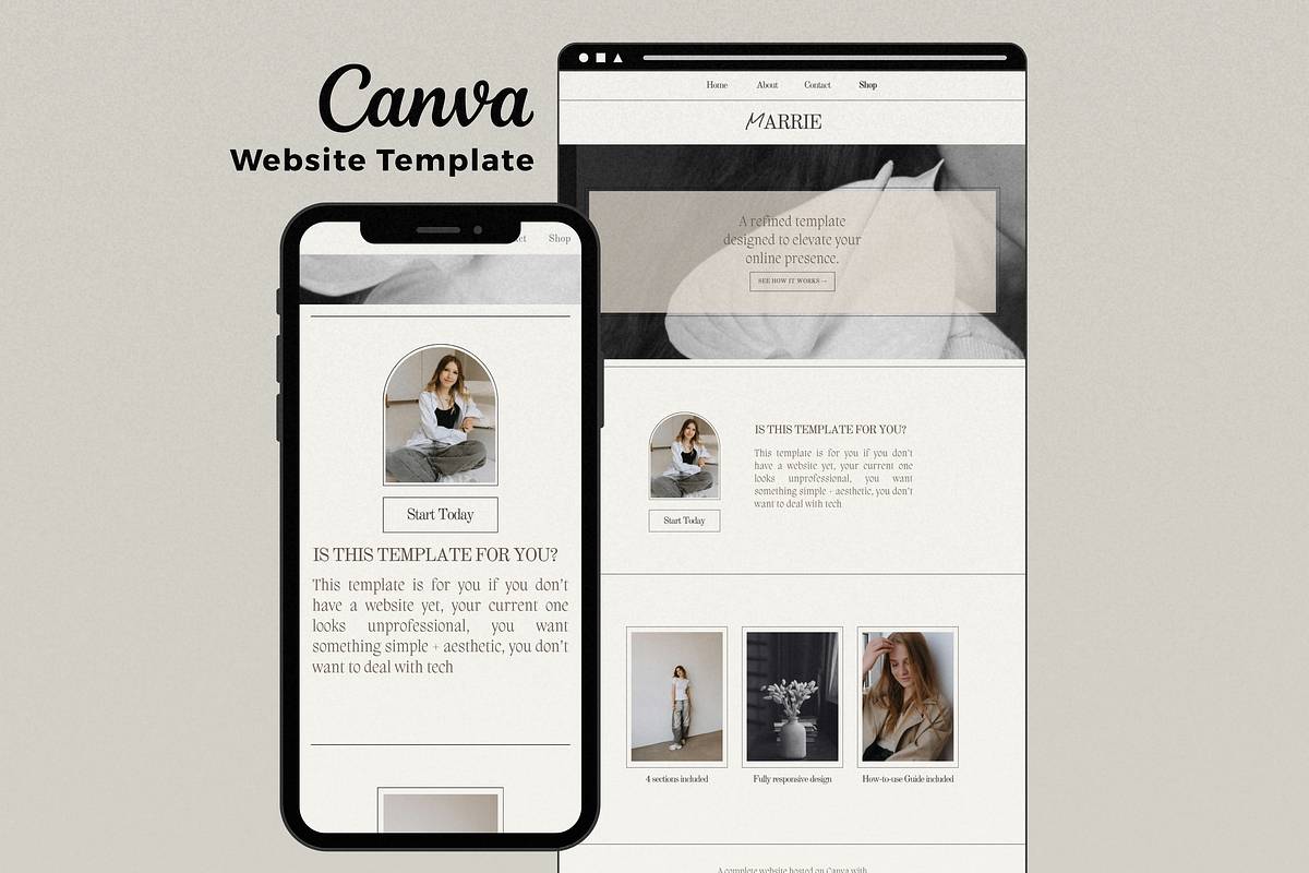 4Page Minimal Canva Website Template, a Landing Page Template by Marcia B Studio (Photo 1 of 7)
