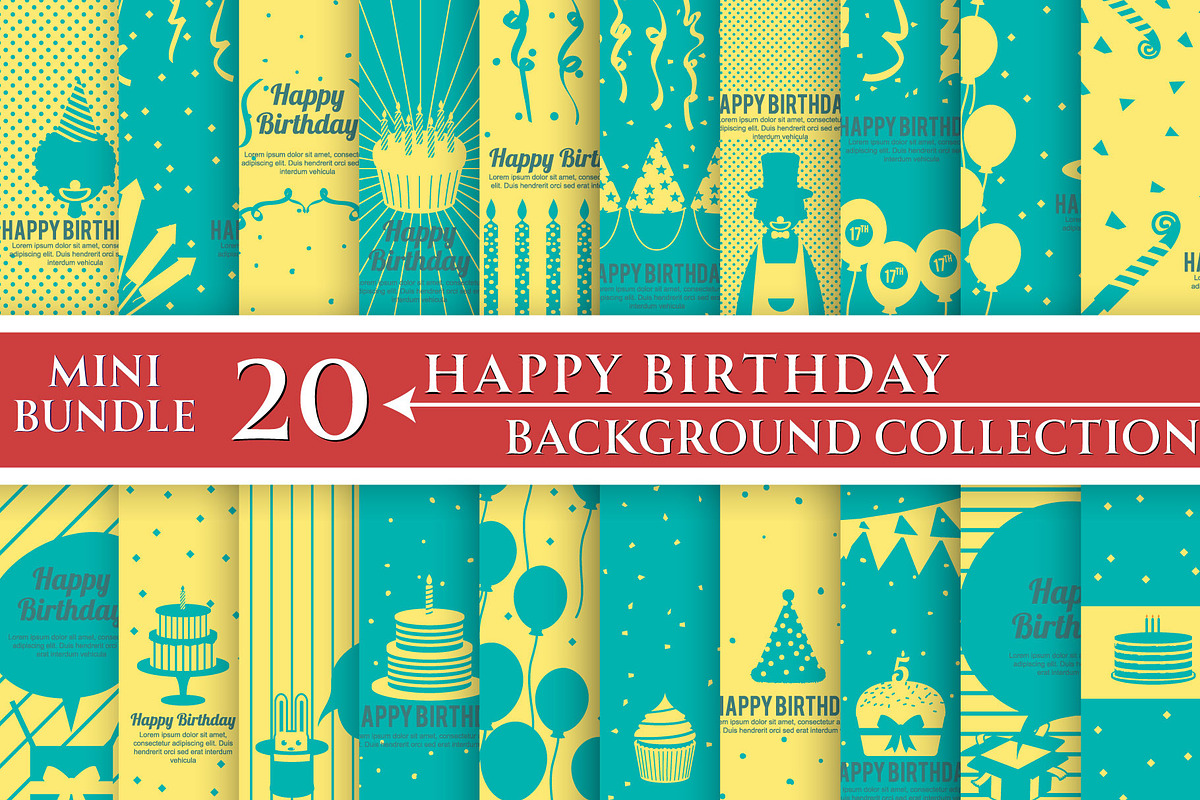 Happy Birthday Backgrounds Bundle, an Illustration by naem021 (Photo 1 of 3)