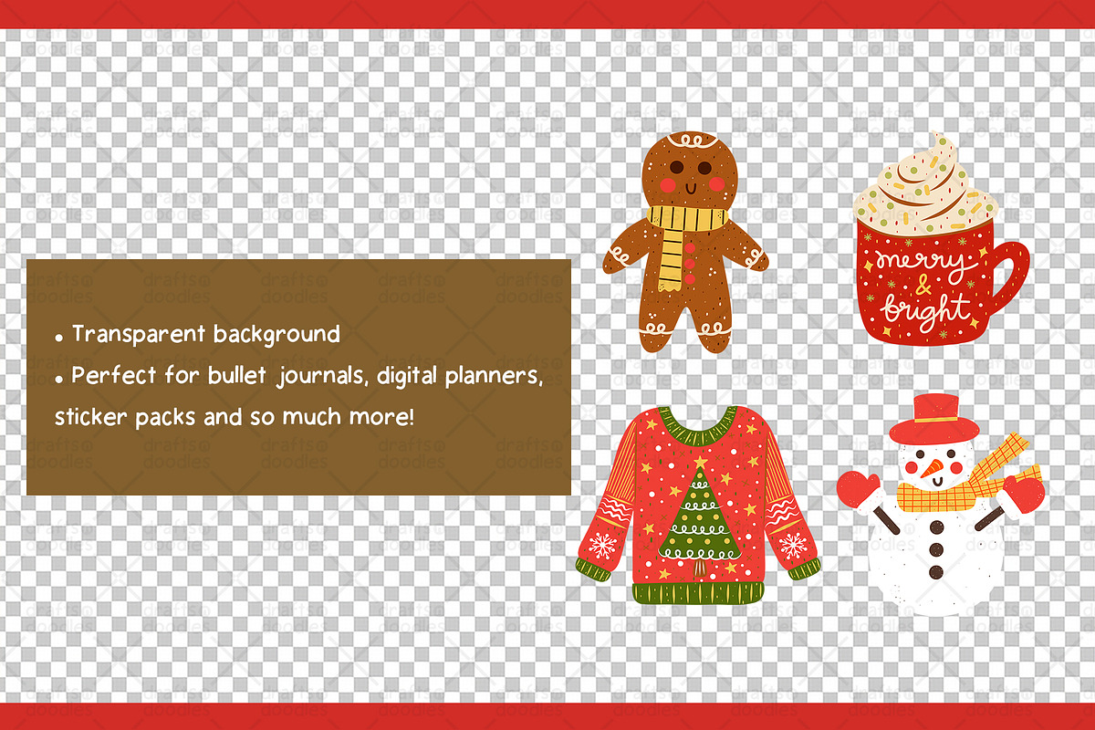 Christmas Doodles Graphic Set, a Pattern Graphic by Drafts n Doodles (Photo 3 of 6)