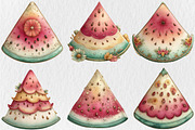 Whimsical Summer Watermelon Clipart, a Seasonal Illustration by Rose Art (Thumbnail 2 of 6)