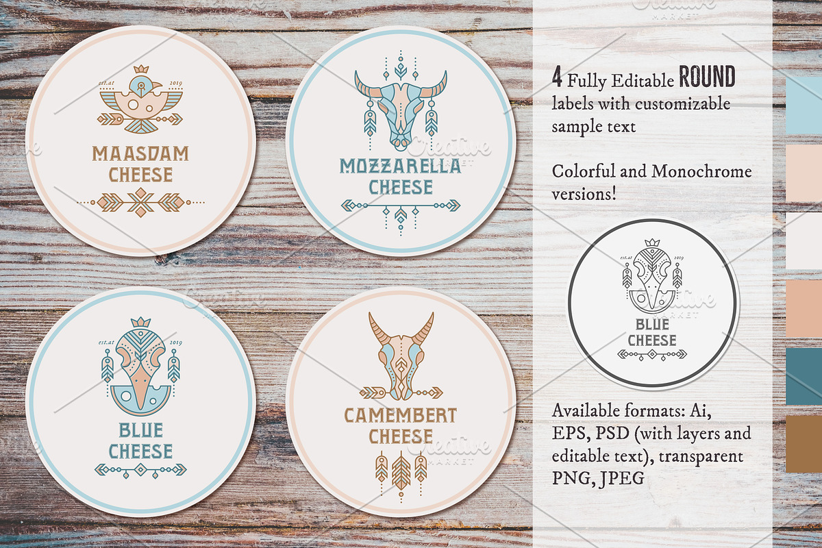 Cheese Labels: Editable Set, a Branding & Logo Template by Lumitar (Photo 4 of 5)