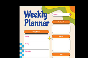 Retro Floral Daily Weekly Planner