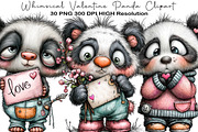 Whimsical Valentine Panda Clipart, an Animal Illustration by Black Bird Studio (Thumbnail 1 of 6)