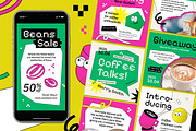 Pixelated Coffee Shop Instagram Set, a Social Media Template by Aiyari Graphic (Thumbnail 1 of 5)