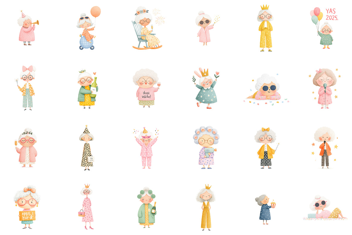 New Year Funny Old Lady Sublimation, an Illustration by Sublimation Artist (Photo 2 of 6)