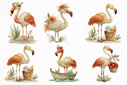 Whimsical Summer Flamingo Clipart, an Illustration by DreamArtGraphic (Thumbnail 5 of 8)