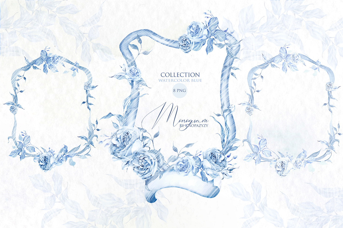 Watercolor Blue Wedding Collection, an Object Graphic by Knopazyzy (Photo 5 of 9)