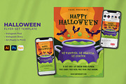 Happy Halloween Witch Party Poster, a Flyer Template by Perucha studio (Thumbnail 1 of 3)