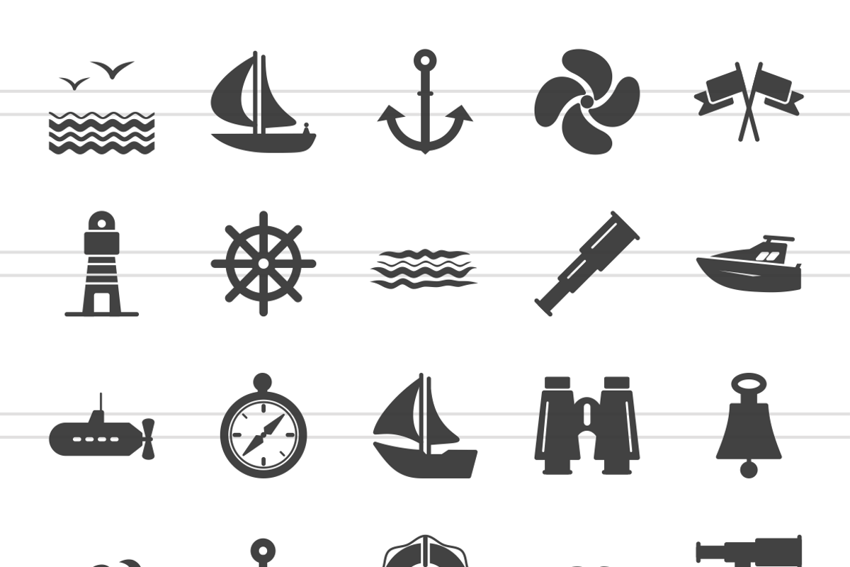 50 Sea Glyph Icons preview 2