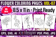Flower Coloring Pages | Vol - 07, an Illustration by XPERTDESIGNER (Thumbnail 1 of 2)