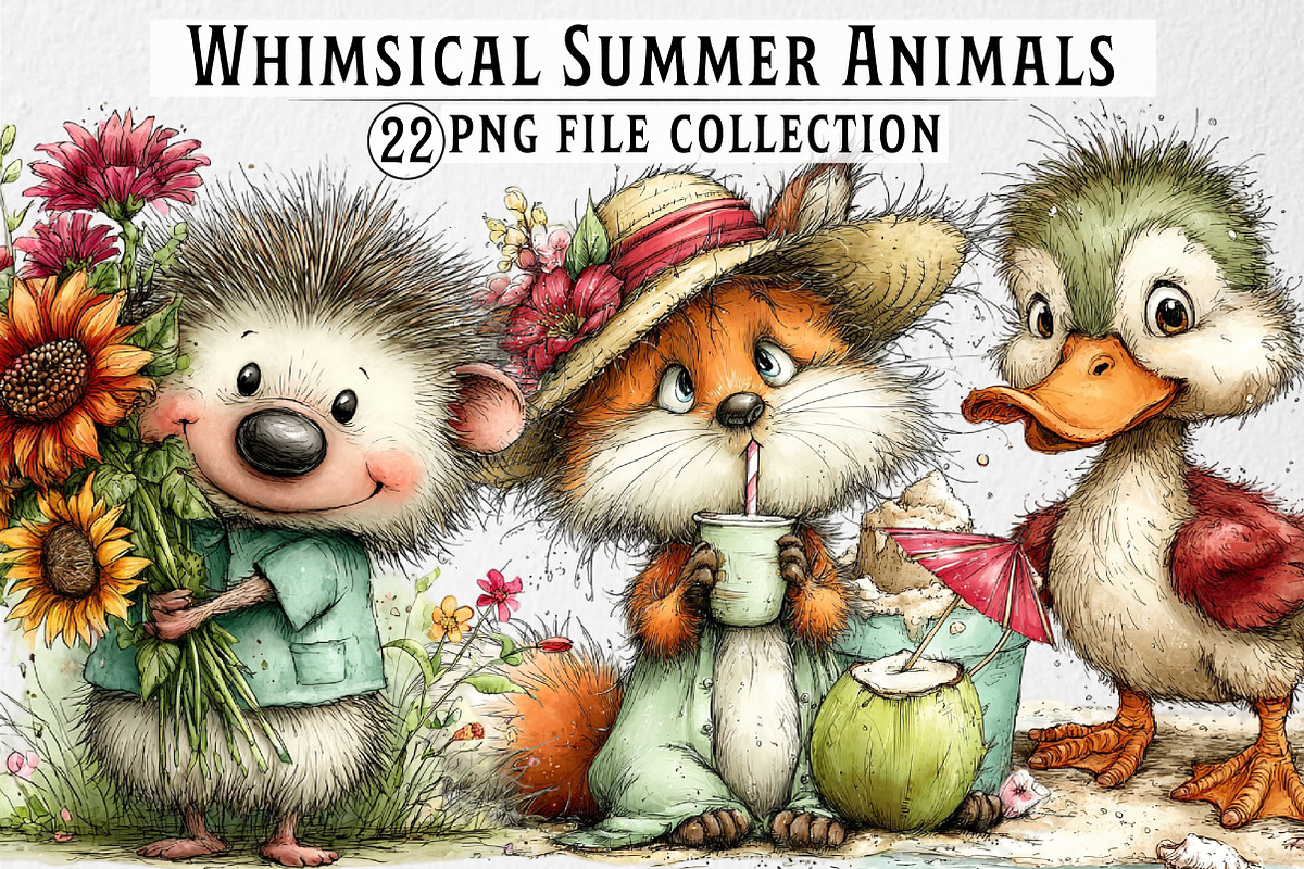 Whimsical Summer Animals Clipart, an Illustration by Dream Creation (Photo 1 of 5)