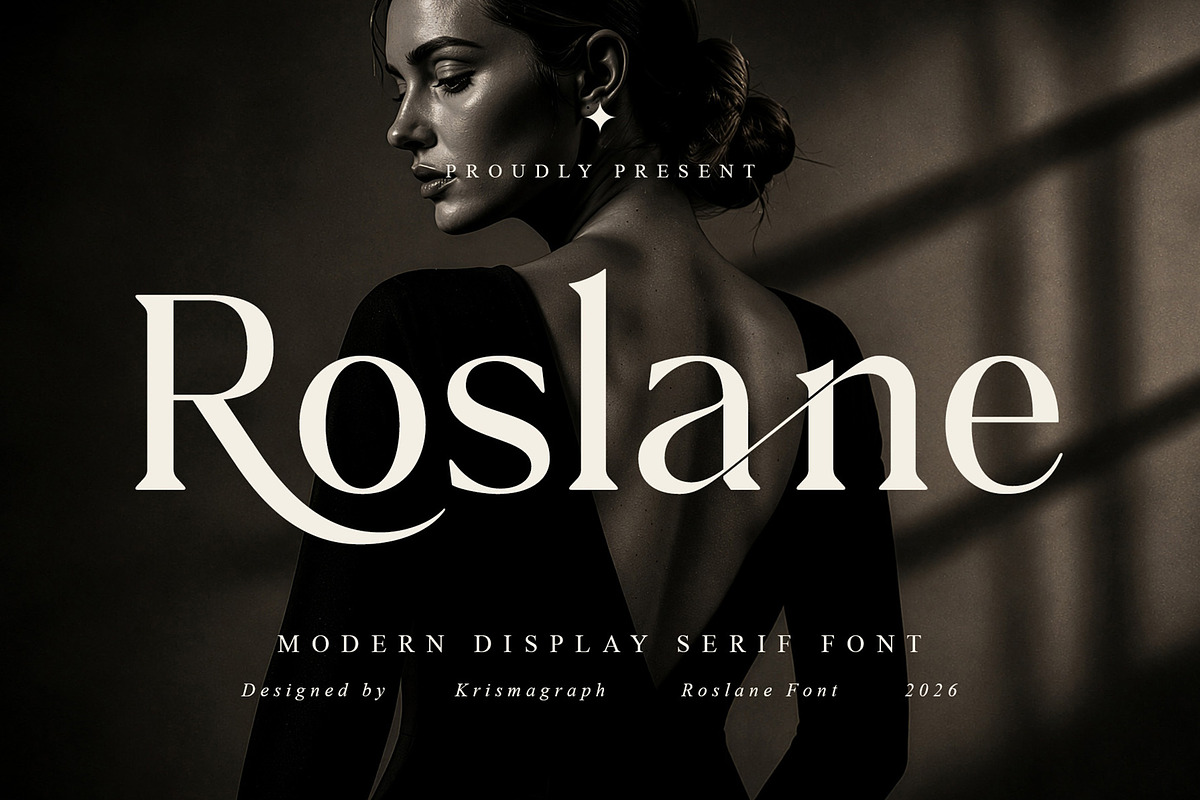 Roslane – Ligature Serif, a Serif Font by Krismagraph (Photo 1 of 10)
