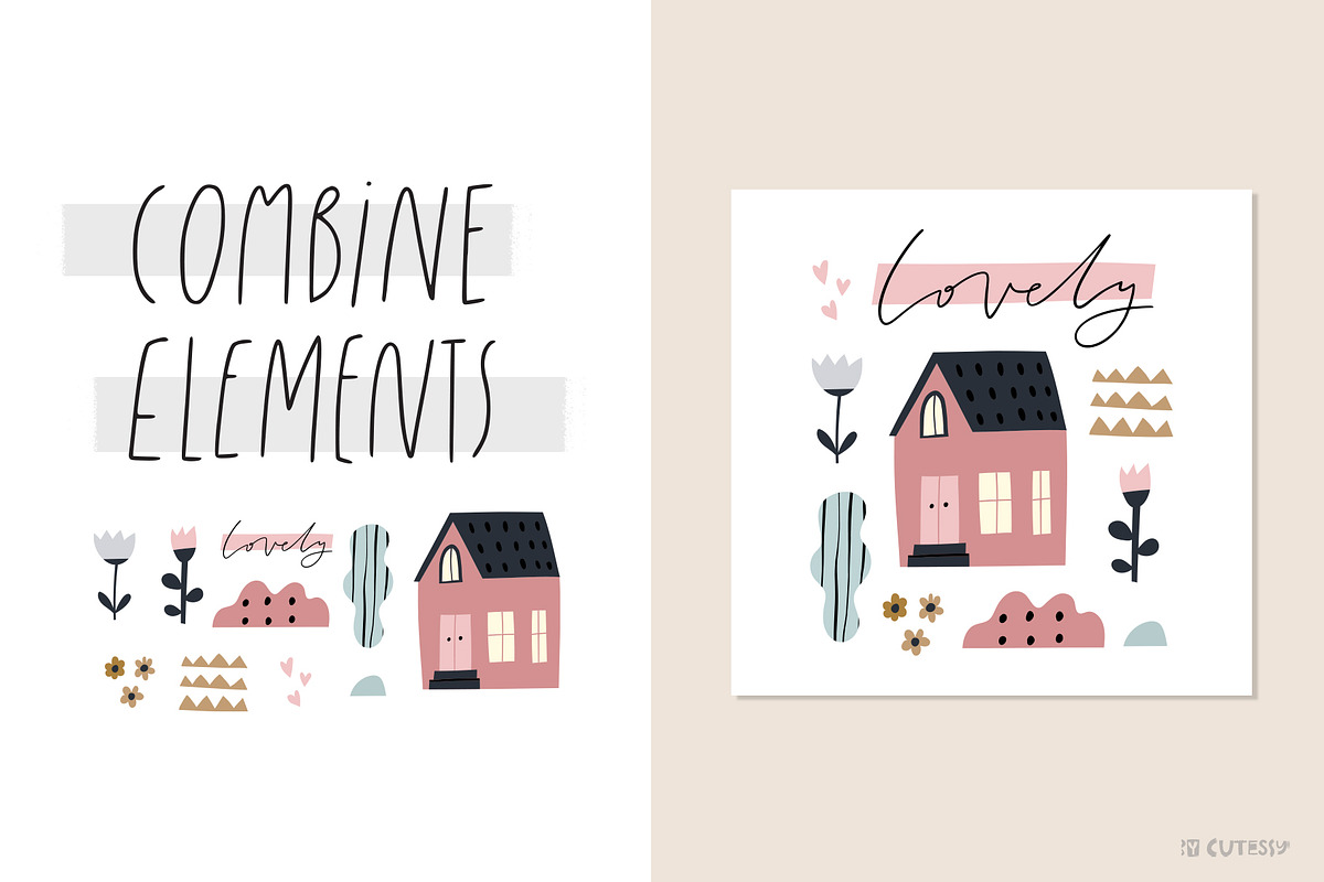 Cute houses and trees, a Decorative Illustration by Olia (Photo 7 of 10)