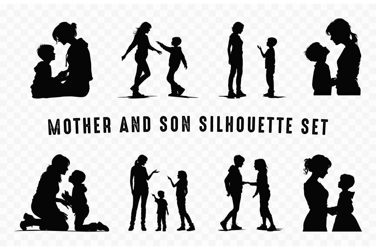 Mother and Child Silhouette Set, a Person Illustration by Gfx Expert Team (Photo 2 of 3)