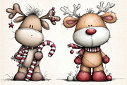Whimsical Christmas Reindeer Clipart, an Illustration by Dream Creation (Thumbnail 4 of 7)