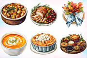 Watercolor Thanksgiving Dinner Clipa, a Seasonal Illustration by Canvas Craft (Thumbnail 4 of 4)