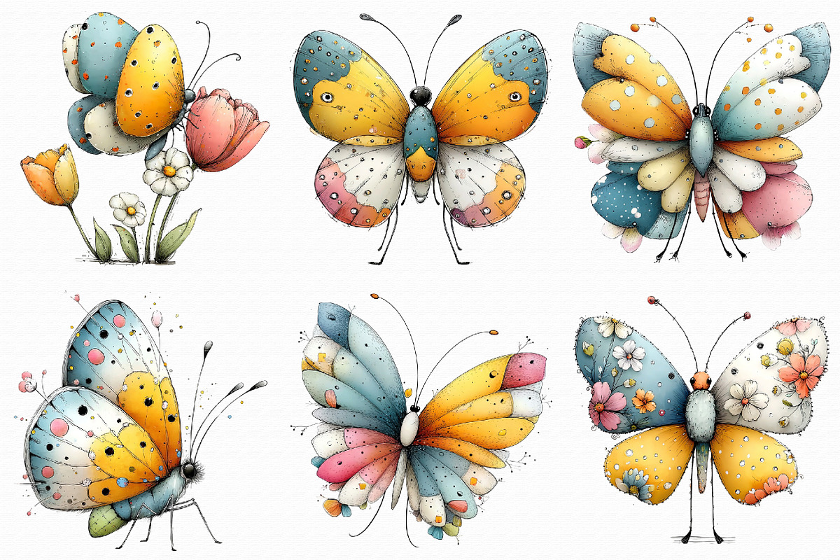Whimsical Easter Butterfly Clipart, an Illustration by Libby Wishes (Photo 17 of 17)